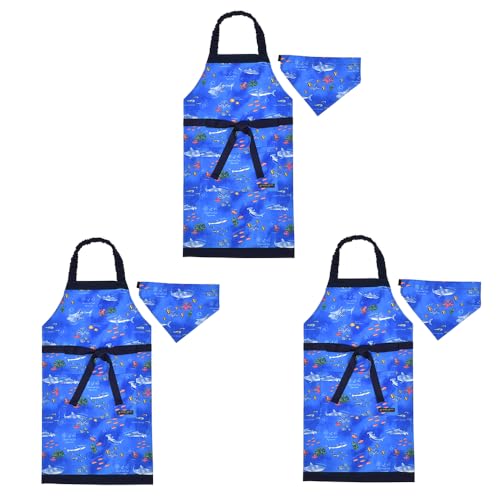 COLORFUL CANDY STYLE 子どもエプロン(130〜160cm) ブルーラグーン 3枚セット 男の子 かっこいい 子供用 子供 こども エプロン 三角巾 セット ゴム キッズエプロン おしゃれ 幼児 小学生 かわいい 小学校 N1251833