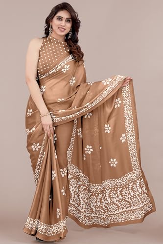Image of MIRCHI FASHION Saree for Woman Chiffon Batik Printed | Lightweight Daily Wear Women's Office Sari with Blouse Piece (Available in 40 Colours)