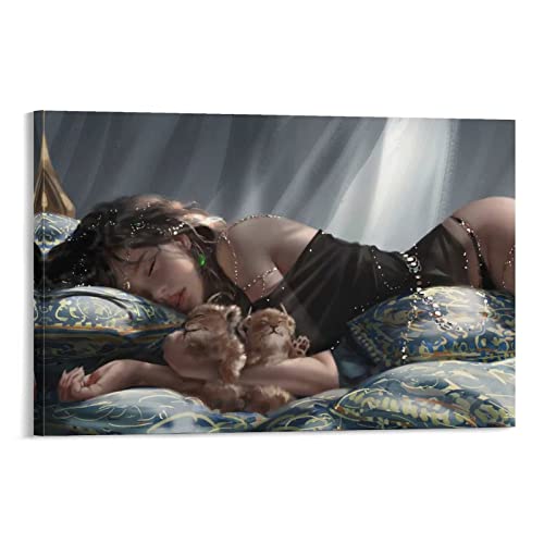 Huboskn Bild Auf Leinwand Sexy Frauen-Plakat-Schlaf-Fotografie 60 * 90cm Kein Rahmen Cover