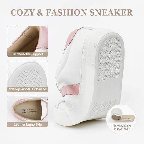 Women's Casual Sneakers,Leather Platform Sneakers for Women Fashion4