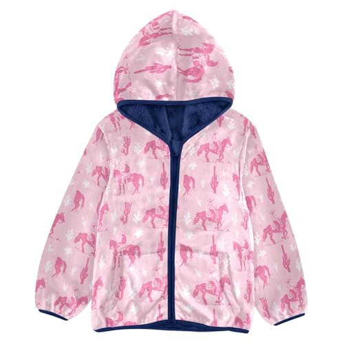 Pink Cowgirl Western Cowboy Girls Fleece Jacket Girls Fall Jacket Girls Zip Up Hoodie Girls Sherpa Jacket 2-10T