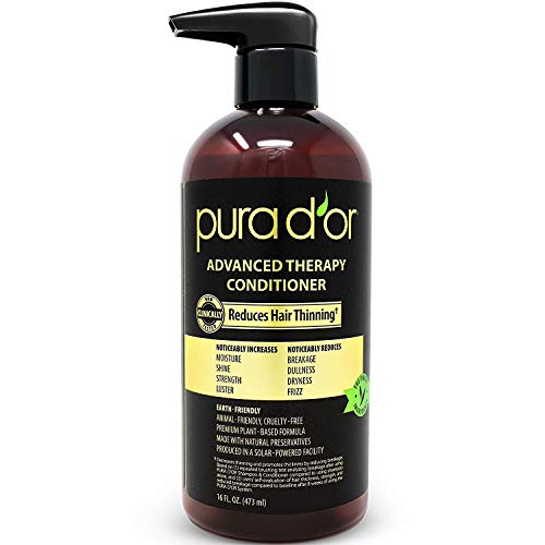 PURA D'OR Advanced Therapy Conditioner - For Increased Moisture, Strength, Volume & Texture, No Sulfates, Made with Argan Oil & Biotin, All Hair Types, Men & Women, 16 Fl Oz (Packaging may vary)