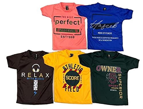 Image of Boys Printed Cotton Half Sleeve Regular Fit Casual t-Shirts Set Combo (Pack of 5)