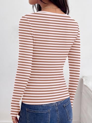 Ekouaer Long Sleeve Shirts for Women Ribbed Top Slim Fit Thermal Undershirt - image 5