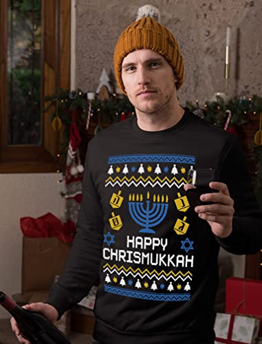 Tstars GHPHRL0GFPLF9E Happy Chrismukkah Sweatshirt Men Hannukah Sweater Style Jewish Sweatshirts Small Black thumb #1