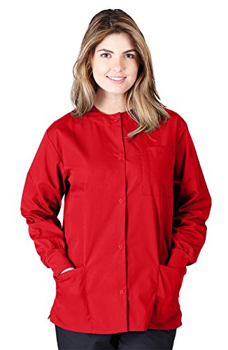 Natural Uniforms Women's Workwear Lightweight Warm Up Jacket (Medium, Red)