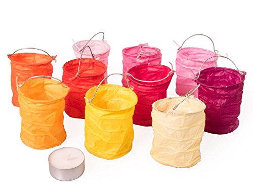 kadoh Papierlampions klein S/10 (S) Höhe 6 cm Ø 5,5 cm rot-orange Deko Laterne Papierlampion Herbst Halloween