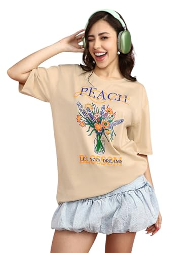 JUNEBERRY® 100% Pure Cotton Oversized Loose Fit Half Sleeve Cool ...