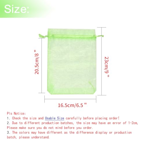 Image of Dealglad 100pcs Drawstring Organza Jewelry Candy Pouch Party Wedding Favor Gift Bags (7x9, Light Green)