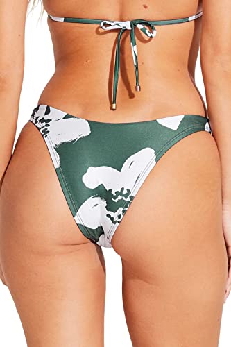 Vitamin A California High Leg Brazilian Bikini Bottom, Aloe Bloom, L #TOP1