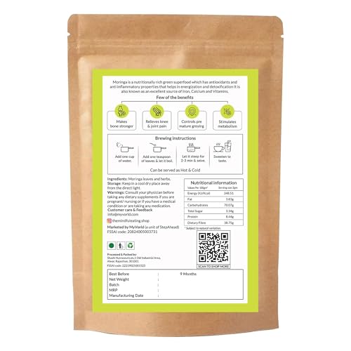 Image of Mindful Eating Pure Moringa Leaves Tea Combo Pack 2 - Lemongrass 70 g & Chamomile Flowers 70g - Dried Drumstick Tree Leaves, Immunity Booster, Caffeine-free, Herbal Drink