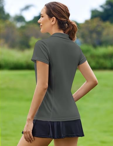 Image of PINSPARK Womens Golf Shirt Short Sleeve Polo V-Neck Quick Dry Tennis Tops | Moisture-wicking Breathable Fabric, Classic Collar, Slim Fit, Ideal for Golf Tennis Pickleball Casual