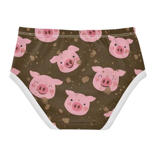 Wusikd Cute Pink Pig Face Girls' Underwear Cotton Brown Girls Briefs Soft Toddler Underwear 2T2