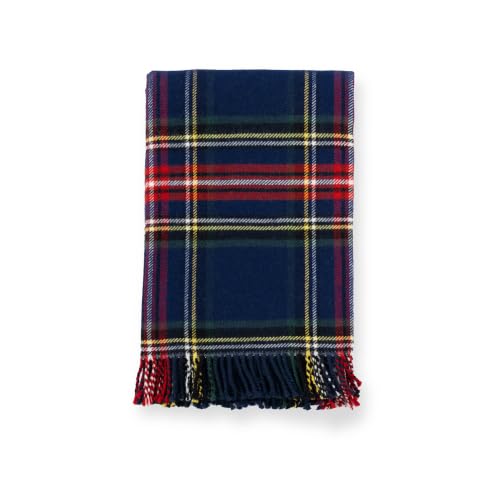 Hofdeco Premium Classic Holiday Decorative Throw Blanket 50"x70" Heavyweight 100% Ultra Fine Merino Wool Navy Woven Royal Stewart Tartan Plaid