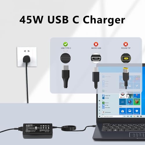 45W USB C Chromebook Charger Compatible with Lenovo HP Acer Samsung Asus Dell Google Chromebook UK Series, Universal Power Cord AC Adapter