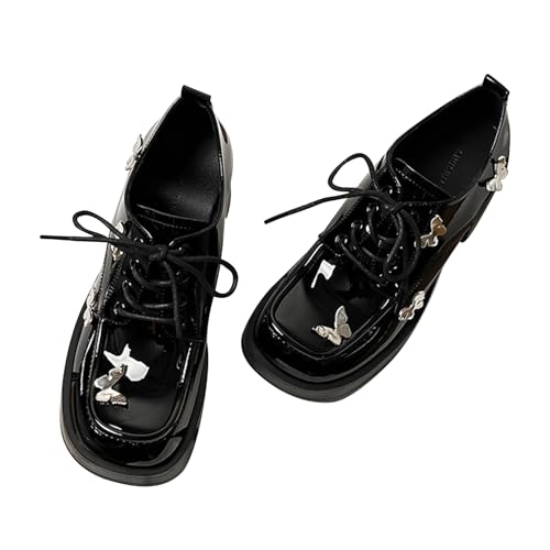 Fyrkantig tåhätta, chunky klackar, pumps med blockklack, 7 cm, lediga kontorsskor, klänning skor, svart, 34 EU