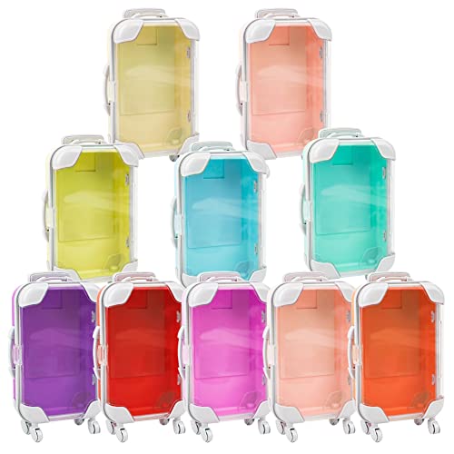 Framendino, 10 Pack Storage Box Luggage Packaging Candy Suitcase Mini Trolley Empty Case Tools (9 Colors)