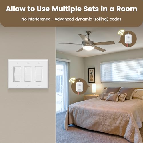 Image of SURAIELEC Wireless Light Switch Receiver Kit, No Neutral Wire for Old Homes