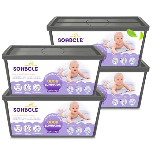 Image of SOHBCLE Refills Compatible with Genie Easy Roll Signature Diaper Pail and Platinum Diaper Pail, Upgraded 120 Bags Hold up to 5600 Newborn Diapers, Extra Thickness Powerful Odor Control, Plant Scented