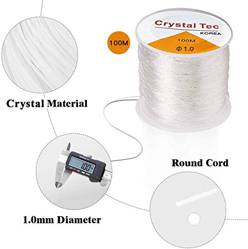 Image of Beadsnfashion 100M Elastic Thread for Jewellery Making (1.0 mm) - Clear Elastic String for Jewellery Making, Strong Stretch Cord for Beading & Crafts.
