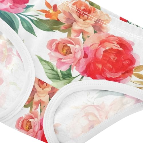 Toddler Underwear Floral 2t Cotton Panties for Girl Print Undies Kids Briefs Bouquets Peonies Flowers Peach4