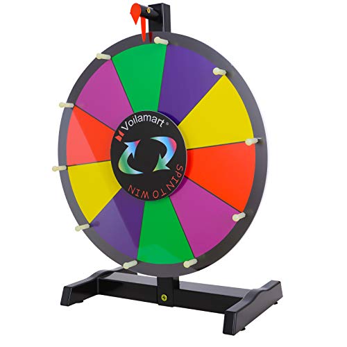 Voilamart 15" Tabletop Spinning Prize Wheel, Spin The Wheel Dry Erase, 10 Slots With Durable Plastic Base, 2 Pointer, Wheel Of Fortune Spin Game In Party Pub Trade Show Carnival #TOP1
