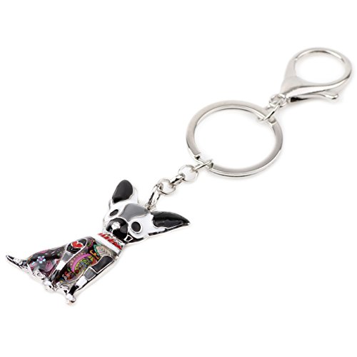 WEVENI Enamel Alloy Chihuahua Dog Keychain Charms Keyring Fashion Jewelry For Women Girls Gift. (Dark)3