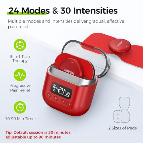 Image of AUVON Wireless 24 Modes TENS Unit Muscle Stimulator for Pain Relief, 6 Pads | Rechargeable EMS Massager, Smart Pocket-Size TENS Machine, Drug-Free Pain Relief for Neck, Back & Shoulder, 6 Premium Pads