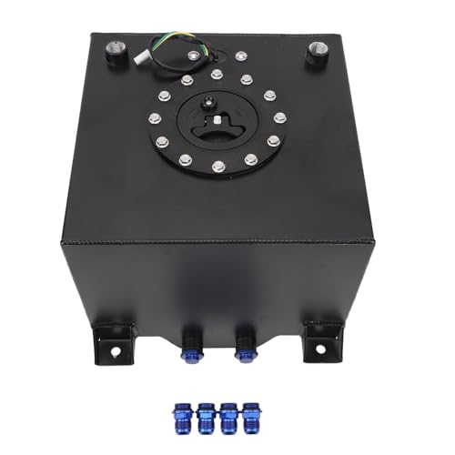 Auto-Brennstoffzelle, 5 Gallonen 20 L Brennstoffzellentank mit Deckel, Schwarze Brennstoffzelle aus Aluminiumlegierung, Geeignet für Hot Rod Street Racing Track Cars Trucks SUVs