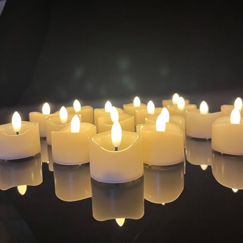 Image of Flameless LED Votive Candles, Battery Operated Fake LED Lights Electric Flickering Candles for Wedding Party Halloween Christmas Party Theme Party, Holiday Decor Home Decorations, Set of 48