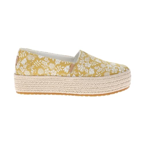 Image of TOMS Women's Valencia Platform Espadrille, Textile Upper, Ortholite Insole, Golden Honey Edenham Shadow Print, 7.5