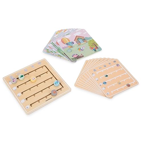 mamabrum Juego Memory de Madera para Niños - Rompecabezas Laberinto con 20 Cartas de Animales - Juego Educativo Que Estimula Percepción y Memoria - Tablero 22cm