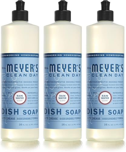 MRS. MEYER'S CLEAN DAY Liquid Dish Soap, Rain Water, 16 fl. oz - Pack of 3
