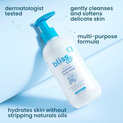 Image of Bliss Baby Shampoo and Body Wash, Premium 2-in-1 For Babies, Toddlers & Kids, Unscented & Hypoallergenic - Gentle Baby Soap - Vegan, Hydrating For Sensitive Skin - Avocado, Shea Butter & Calendula