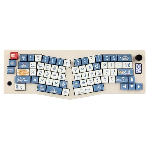 EPOMAKER CIDOO ABM066 Alice-Layout Mechanical Keyboard with TFT-LCD Screen and Knob, VIA-programmable, Hot Swappable 3 Modes(Bluetooth/2.4G/USB-C) Gaming Keyboard (Cream White, Silent Blue Switch)