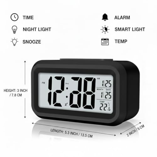 RAJ44TYU Digital Alarm Clock Black - Image 3