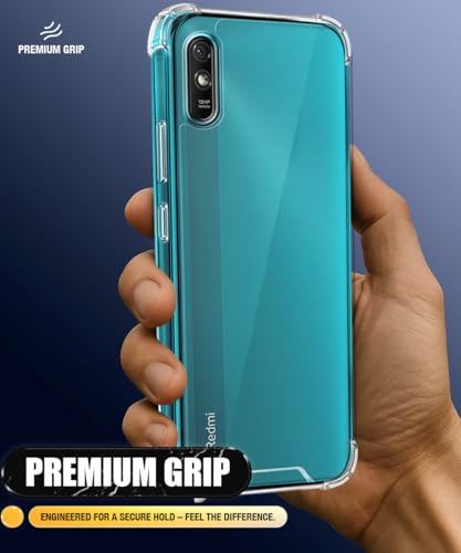 Image of WOW IMAGINE Ultra-Hybrid Crystal Clear Back Case for Redmi 9A | 9i | 9A Sport | Shockproof Design | Camera Protection Bump | Hard Clear Mobile Back Cover with Cushioned Edges - Transparent