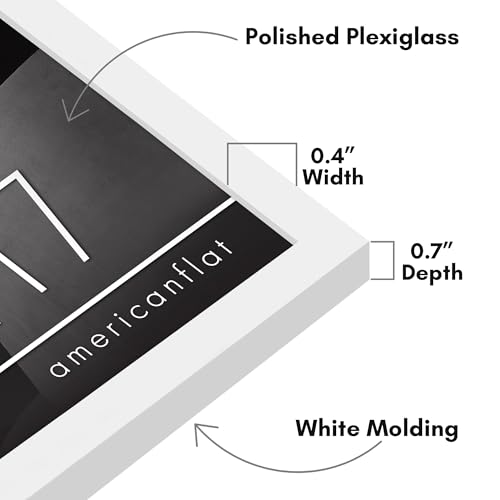 Americanflat 11x17 Picture Frame with Polished Plexiglass - Streamline Collection - Thin Border Picture Frame for Wall Display - Hanging Hardware Included - White