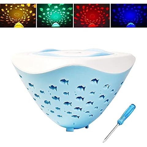 Jiosdo Baby Bath Toys, Light Up Bath Toys for 1 2 3 4 Year Old, Fish World Underwater Light Show Bathtub Toys, Kids Bath Toy Sensory Lights for Babies Toddler, Birthday for Boys Girls Cover