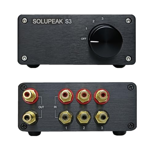 SOLUPEAK Premium 3 in 1 Out RCA Switch Box, Passive Stereo Signal Source selector, Audio switcher Splitter Box
