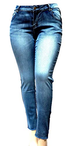 Gazoz/Jack David Womens Plus Size Distressed Ripped Blue/Black Skinny Denim Jeans Pants (16, Gazoz Blue Fsp1914X Acid Wash) #TOP2