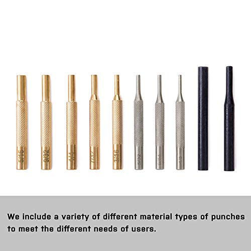 FROEXCE Brass Punch Set Gunsmith Punch Set Brass Punches with Detachable Hammer Head and Hollow-End Starter Punch and Brass, Steel, Plastic Punches in High Durability for Gun Building and Removing
