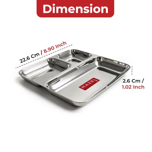 Image of HAZEL Stainless Steel Pav Bhaji Plate | 3 in 1 Section Plate Set of 2