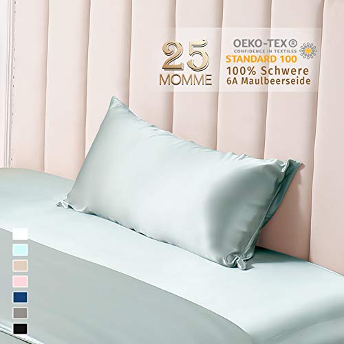 THXSILK 25 Momme Housse de coussin en soie pour cheveux et peau, bleu clair, 40 x 60 cm Cover