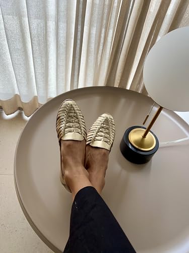 Image of Macarena Collection Leather Sandals for Women | Handmade Mexican Huarache | Woven Slip-On Shoes with Cushioned Insole | Artisan Crafted Genuine Leather