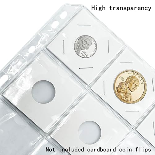 15 Sheets 300 Pockets Coin Pocket Pages for 2