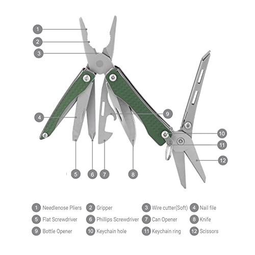 Image of Nextool, Multitool Pocket Keychain Multi Tool, Multi Tool Perfect for Outdoor, Camping, Hiking - Green