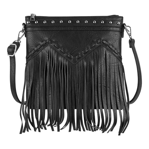Image of Aisi Women Tassel Cowgirl Fringe Shoulder Bag Faux Leather Crossbody Bag Cute Handbag Purse
