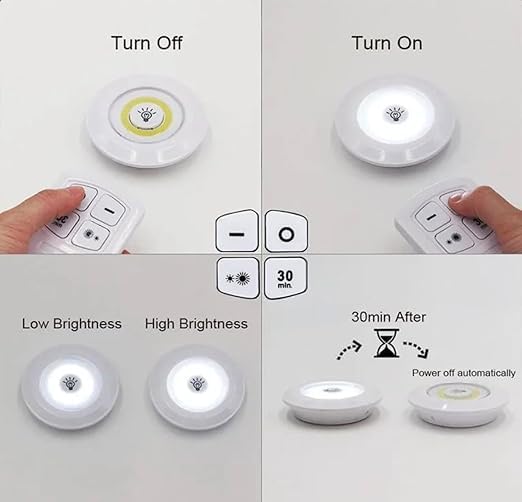 SQUADO LED Klebeleuchten Set – 3 Stück, Dimmbar Mit Fernbedienung, Timer, Batteriebetrieben, Selbstklebend