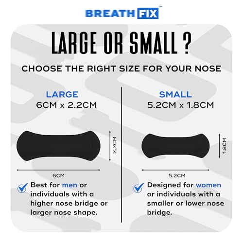 Image of BREATH FIX Nasal Strip for Breathing (Pack of 2) | Large Size | 60 Strips | Black Colour | Supports Nasal Breathing | Hypoallergenic Adhesive | CDSCO Approved